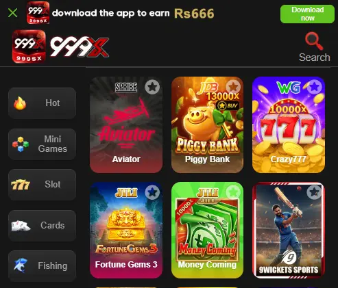 999SX Game Download Banner - Real Money Earning Platform in Pakistan